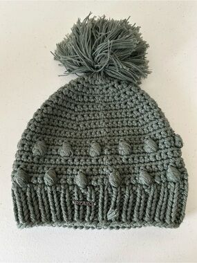 Prana Pom-Pom Knit Beanie Hat - Sage Green NWOT